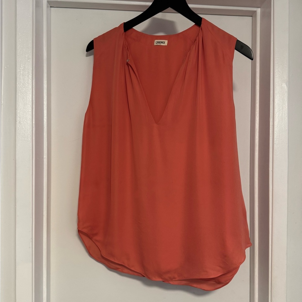 L’Agence Women's V-Neck Sleeveless Blouse - Coral